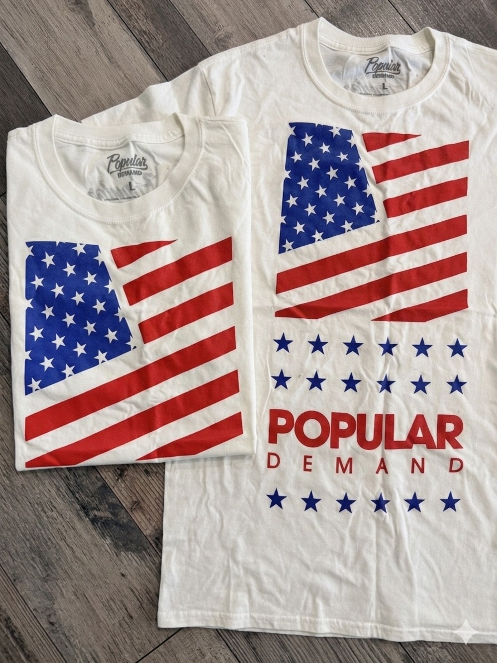 Popular Demand Men's White Short Sleeve Graphic Tee - American Flag